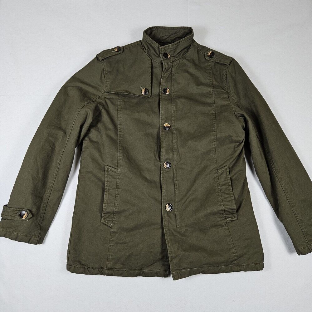 Wantdo Chore Barn Jacket Men L Faux Fur Lined Military Coat Bomber Western Green